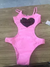 Ropa de playa con corazón de lentejuelas para niños, bañador de una pieza, Monokini, 2020