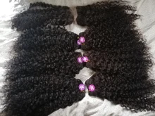 Mongol Afro rizado Pelo Rizado de la onda de agua 3 mechones con cierre cabello humano brasileño armadura paquete negro las mujeres XISHIXIU