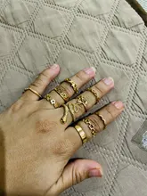 Tocona 10 unids/set flores rosa anillo de oro conjuntos para los hombres y las mujeres encanto estrella hueco geométrico serpiente joyería Bohemia regalo 15840