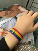 Pulseras bisexuales trenzadas para hombres y mujeres, pulseras trenzadas del orgullo de los homosexuales, del arco iris de Nepal, joyería de amistad