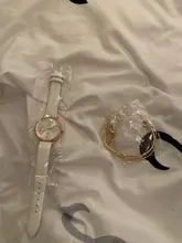 Reloj de pulsera analógico para Mujer, 5 uds., correa de cuero, de cuarzo, negro