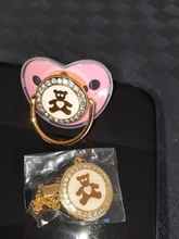 Chupete de lujo con diamantes de imitación para bebé, de 0-18 meses, oso encantador, chupete ortodóntico de silicona para bebé, chupete para dormir