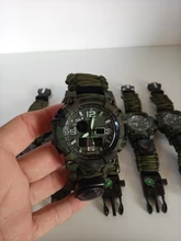 Reloj militar de camuflaje para hombre, pulsera de cuarzo LED resistente al agua hasta 50m, para deportes al aire libre, brújula, termómetro, reloj de emergencia