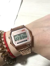 Reloj de correa de acero F91W para mujer, Digital, LED, Vintage, deportivo, militar, electrónico, regalo de San Valentín