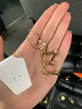 Lost Lady-collar con 26 letras de bambú y Metal dorado para mujer, colgante con inicial del alfabeto, cadena de eslabones, regalos de joyería