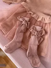 Calcetines de algodón para bebé, niño y niña, medias de hasta la rodilla para recién nacido, medias elásticas con lazo de algodón sólido para otoño e invierno, calentador de piernas de 0 a 3 años