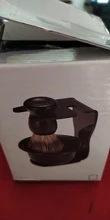 Jabonera de afeitar 3 en 1 + cepillo de afeitar + soporte de afeitado cepillo de pelo de cerdas herramienta de limpieza de barba para hombre, camiseta nueva, regalo