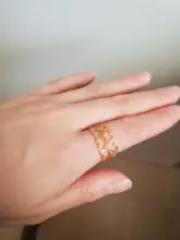 Anillos de corazón hueco de acero inoxidable para mujer y niña, sortija de boda de compromiso ajustable abierta de Color oro rosa y plata