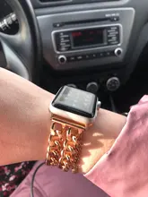 Correa de acero inoxidable para Apple Watch SE 6 5 4, banda de 40mm y 44mm, pulsera de eslabones de Metal para iwatch Series 1, 2, 3, 42mm y 38mm