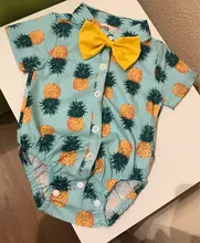 Ropa de verano para bebé recién nacido, mono con lazo de manga corta, flamenco, dinosaurio, piña, caballero, 2020