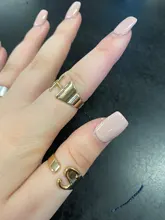 Anillo con apertura ajustable iniciales del nombre para mujer, ancho hueco, grueso, letras de A-Z, 3 colores, Metal, alfabeto, fiesta, joyería