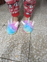 Zapatos de invierno con viñetas de animales para niñas, zapatillas de unicornio para casa