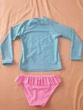 Conjunto de traje de baño de flamenco para niña, conjunto de 2 piezas de protección solar, conjunto de protección contra sarpullido, playera de manga larga para niña 2020