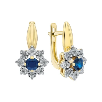 Gold earrings with sapphires and diamonds sunlight sample 585
Gold earrings with sapphires and diamonds sunlight sample 585