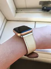 Correa de cuero de vaca 100% auténtico para Apple Watch 6 SE 5 4, correa de 42MM, 38MM, 44MM y 40MM para iWatch 6 5 4