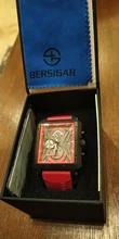 Rectangular relojes para hombres BERSIGAR hombre reloj en forma de barril Tipo de cuarzo moda de lujo impermeable de los deportes de cronógrafo correa de silicona