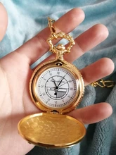 Reloj de bolsillo de cuarzo Steampunk para hombre y mujer, accesorio de lujo, redondo, dorado, con cadena FOB, Vintage, Anime, Cosplay, regalos