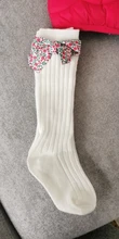 Calcetines largos de algodón para niñas pequeñas de 0 a 5 años, lazos con flor hasta la rodilla, Estilo Princesa