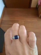 Huitan-anillo cuadrado azul con cuatro garras para mujer, diseño Vintage, Circonia cúbica de lujo, joyería femenina, anillos de boda