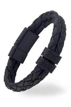 Angemiel Men Black Bilateral Mesh Black Clip-On Beaded Men Bracelet 
Angemiel Men Black Bilateral Mesh Black Clip-On Beaded Men Bracelet