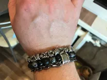 Pulsera de acero inoxidable con cuentas de ojo de tigre para hombre, cadena de eslabones de acero inoxidable, brazalete de Yoga, joyería para hombre 2020