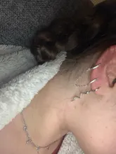 Plata esterlina 925 1PC doble orificio de oreja cúbico pendiente del aro zirconia oído de la joyería para las mujeres, regalo de S-E1030