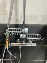 Bathroom Shelf Black Shower Storage Basket Storage Rack Adjustable Faucet