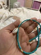 HuaTang-Collar con adorno de concha para mujer, colgante bohemio en color verde con adorno de concha de estrás, accesorios de playa a la moda, modelo 6947