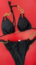 Female Swimsuit Bikini-Set Chain Two-Pieces Metal Sexy HALTER Women V2362 12-Color Lady
