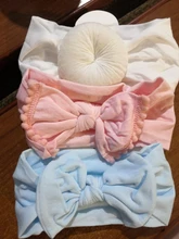 Headbands Hair-Accessories Bows-Knotted Nylon Elastic Newborn Girls Solid-Color Soft