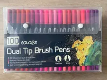 Juego de pinceles de acuarela, 12, 24, 36, 48, 60, 72, 100, 120 colores, rotuladores de acuarela de doble punta, suministros de arte para escuelas