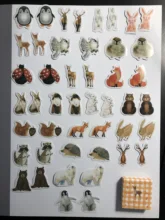 Mohamm-pegatinas en caja de 45 Uds., pegatinas de granja de animales, decoración de pingüino, pegatinas escamas, álbum de recortes, regalo, suministros escolares para niña