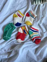 Calcetines de algodón transpirables para niños y bebés, calcetín de malla delgada para verano, medias deportivas a rayas de puntos, 5 par/set, a la moda