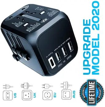 Universal Adapter All-In-One International Travel Plug Adapter with Type-C QC3.0 Wall Charger for US/EU/AU/UK
Universal Adapter All-In-One International Travel Plug Adapter with Type-C QC3.0 Wall Charger for US/EU/AU/UK