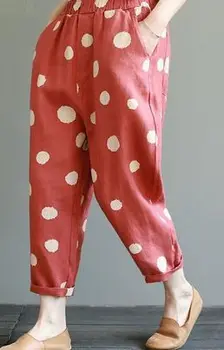 OIL654 Loose Harem Pants Spring Summer Dot Print Elastic Waist Casual Cotton Linen Ankle-length 
OIL654 Loose Harem Pants Spring Summer Dot Print Elastic Waist Casual Cotton Linen Ankle-length