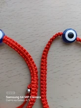 Pulsera trenzada de cordel rojo de la suerte para hombre y mujer, Simple, hecha a mano, azul turco, cuentas de ojo malvado, joyería de amistad