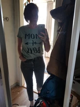 Camiseta con estampado de letras MOM OF BOYS para Mujer, blusa holgada de manga corta con cuello redondo, Camisetas para Mujer