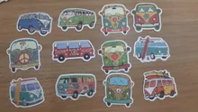 Pegatinas Retro de hipopótamo, etiquetas con diseño de autobús de amor y paz para coche, portátil, equipaje, Skateboards, diario, papelería, pegatina, 10/30/50 Uds.