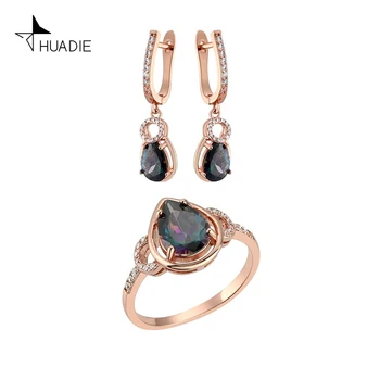 HUADIE set of bijouterie for women. unusual long hanging female drop earrings and a ring with stones. zirconium. new trend 2020 
HUADIE set of bijouterie for women. unusual long hanging female drop earrings and a ring with stones. zirconium. new trend 2020