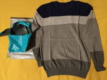 Suéter informal para hombre, Jersey de punto ajustado a rayas con cuello redondo, M-3XL de otoño, 2021