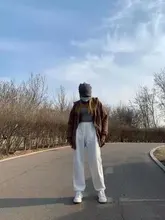 MINGLIUSILI-pantalones de chándal de estilo coreano para mujer, Joggers blancos a la moda, ropa de calle de cintura alta lisa, informales, primavera 2021