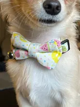 Pajarita elástica de seguridad con cascabel para perros y gatos pequeños, Collar seguro con patrón de baya, productos para mascotas, Collar para perros, suministros para mascotas