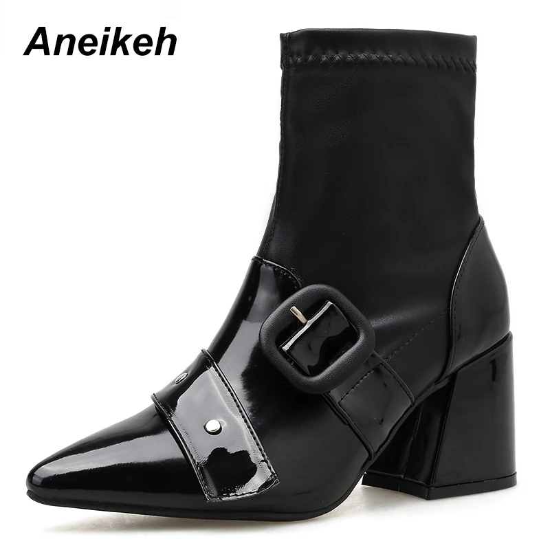 Aneikeh 2020 Spring Autumn Boots Women Point Toe Buckle Rivet Fashion Ladies Stretch Fabric Chelsea Boots High Heel Shoes Black
Aneikeh 2020 Spring Autumn Boots Women Point Toe Buckle Rivet Fashion Ladies Stretch Fabric Chelsea Boots High Heel Shoes Black