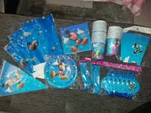 Suministros de vajilla desechable para Celebración de bebé, tema de Disney, Mickey Mouse, recuerdo para niños, fiestas, eventos, vasos, platos