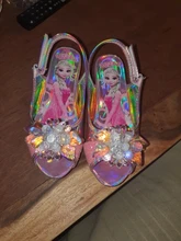 Zapatos de fiesta para niñas, sandalias de princesa de cuero, cristales brillantes, diamantes de imitación, nudo, Elsa, regalo de Navidad