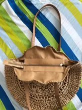 Bolsos redondos de paja para mujer, hecha a mano bandolera de mimbre, de playa tejida, bolso de mano con mensaje, para verano, 2020