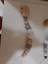 Cadena de chupete de bebé, Clip de madera de elefante, bolsa de cuentas geométricas de ganchillo, mordedor de madera, pequeños Clips para chupetes, Sostenedor para chupete de bebé, 1 ud.