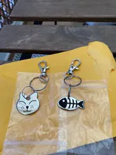 Collar con colgante de acero inoxidable para gato, etiqueta de identificación personalizada para gato, accesorios para mascotas, forma de pez