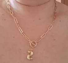 Collar con inicial de letra mayúscula para mujer, collar con colgante de alfabeto de A-Z dorado, Hip-Hop, cadena gruesa, hebilla OT