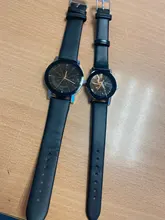 Par de Relojes con esfera de cuarzo para parejas, reloj de pulsera de cuero PU, para hombre y mujer